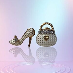 Purse & Heels Stud Earrings 14k Gold Plated